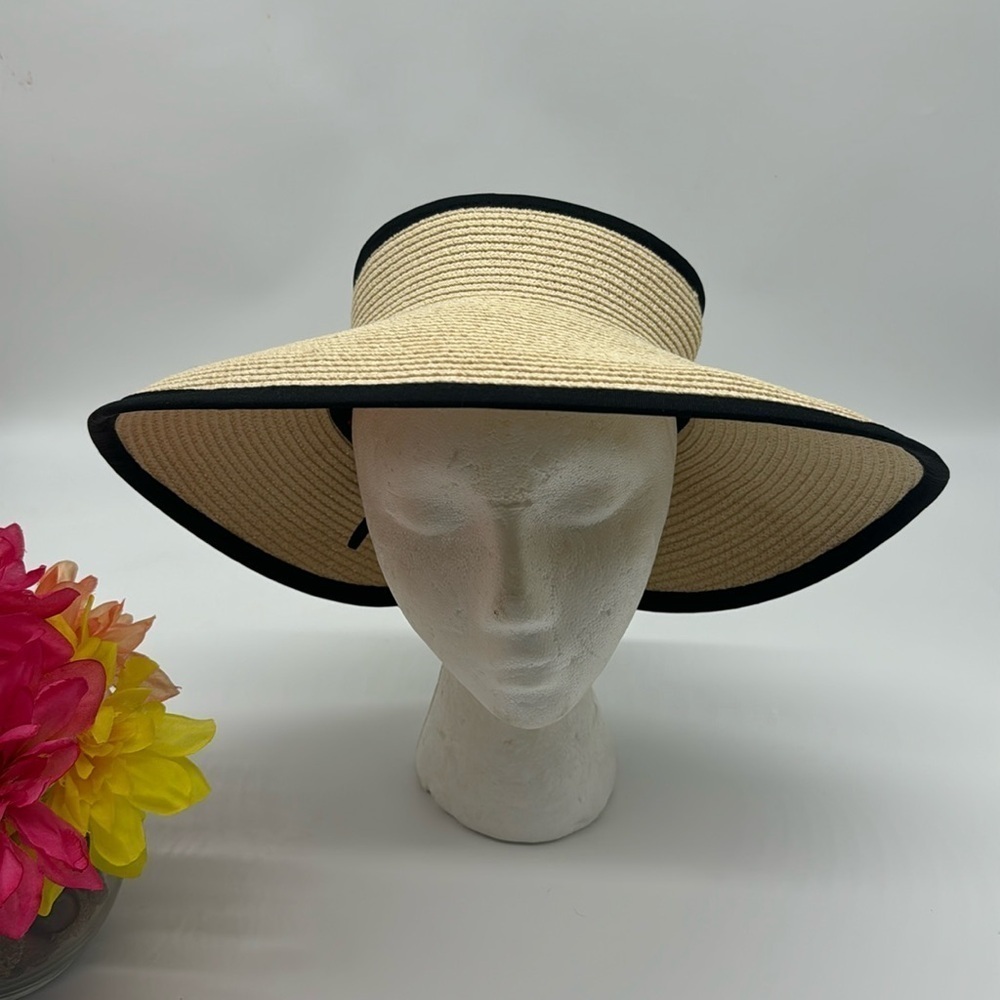 Broner Tan Black Open Top Sun Hat with Bow HT5619